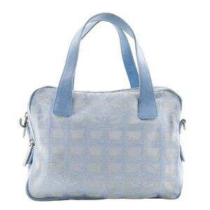 CHANEL New travel line Handbag A15973 light blue Nylon canvas Women